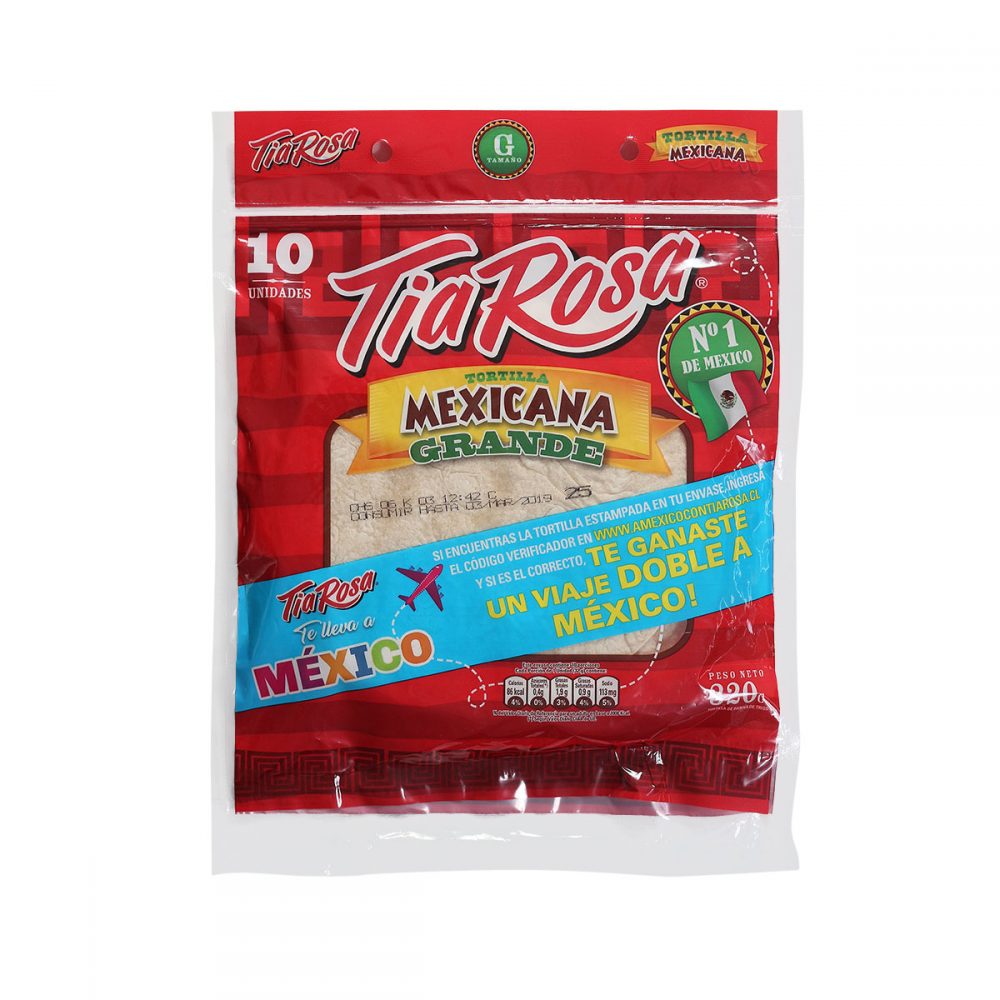 Tia Rosa, Tortilla Mexicana 18 cm (10 Un) 320 gr, Cód. 895